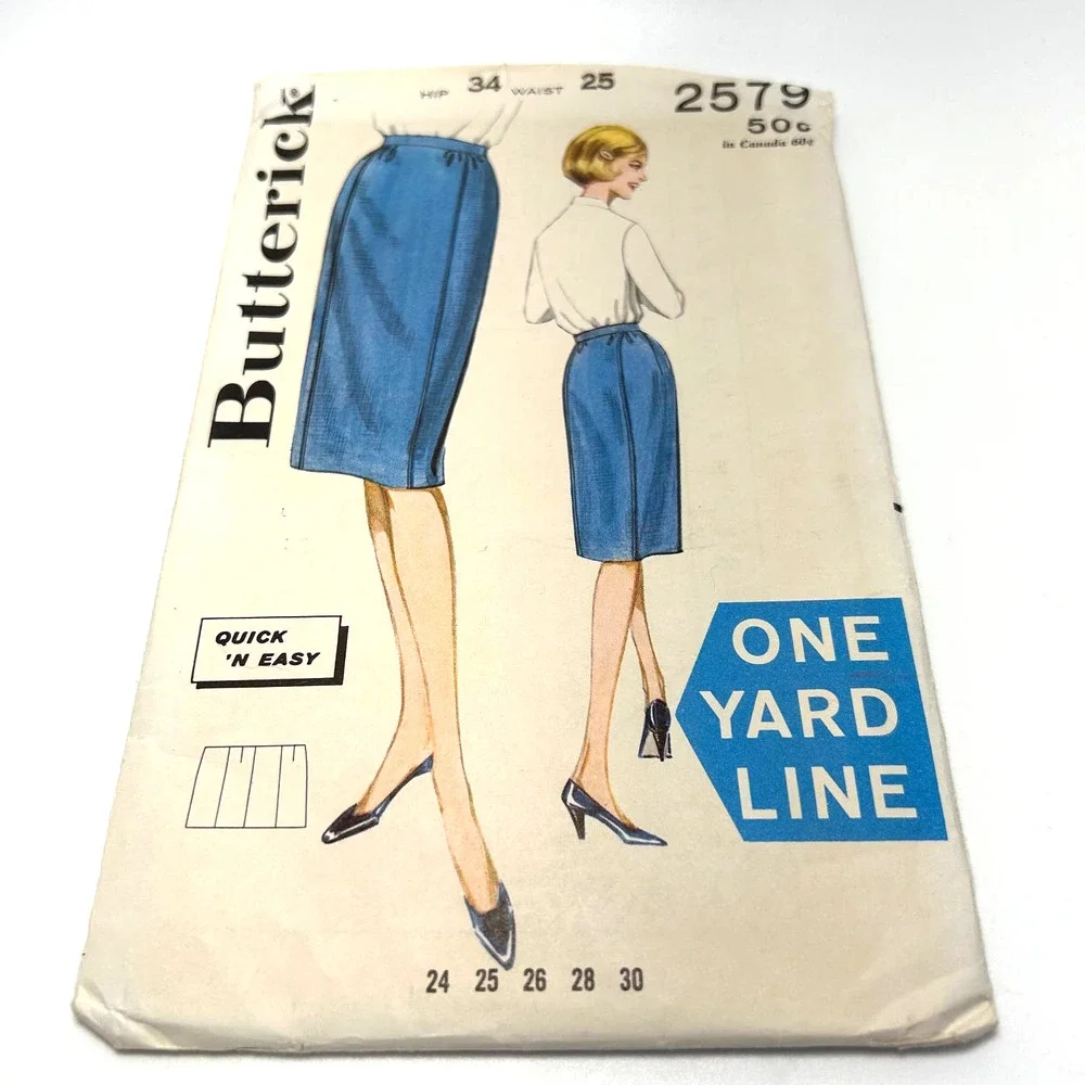 Butterick Vintage 1960's Pattern #2579 Misses Match Box Skirt Waist 25 HTF‎